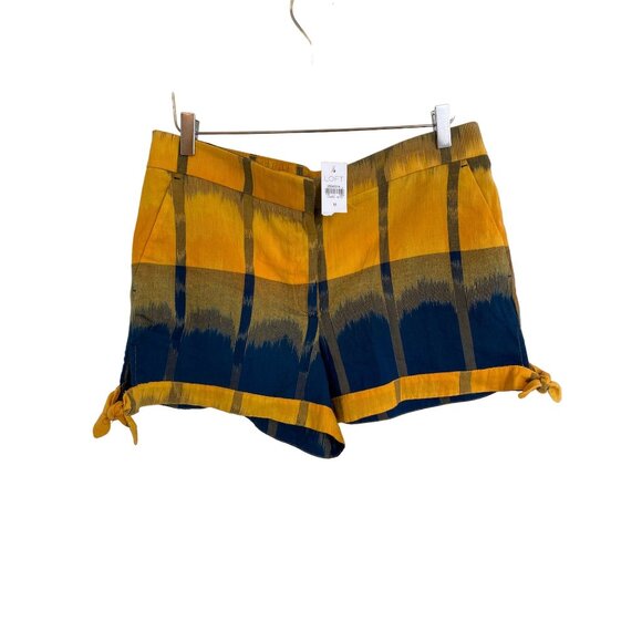 Loft Ombre Yellow Plaid Tie Shorts Mid-Rise 100% Cotton - Picture 5 of 7